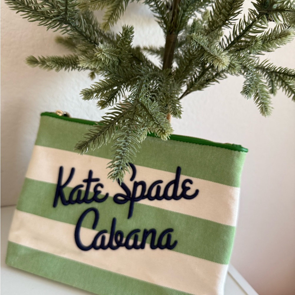 💚- Kate Spade Green and White Striped Pouch